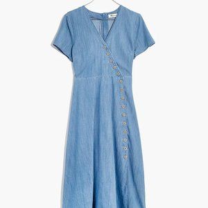 Madewell Indigo button wrap midi dress-New with tags!
